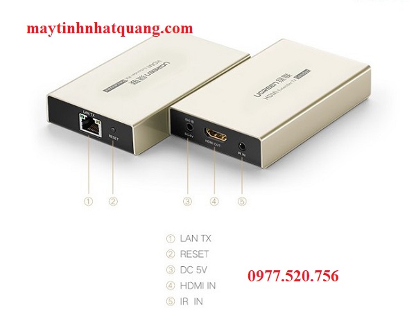 Thiết Bị Phát Tín Hiệu HDMI 120M Qua Cáp Mạng RJ45 Cat5e/Cat6 Ugreen 40280 (Sender)